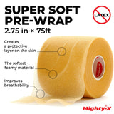 Premium White Athletic Tape for Injuries - 3pk + Pre-wrap - Easy Tear Zinc Oxide Tape - No Sticky Residue - Sports Athletic Tape - Soccer & Boxing Tape