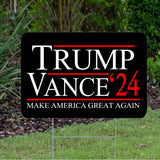 Trump JD Vance 2024 Yard Sign With H Stake Double Sided For President Donald Trump Republican Conservative Black