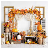 DearHouse Pumpkin Fall Garland Maple Leaves, 6ft Hanging Vine Maple Garland Artificial Autumn Foliage Garland Thanksgiving Decor for Home Wedding Fireplace Party Christmas (Yellow&Brown)