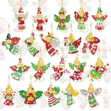 20 Pcs Christmas Diamond Painting Keychain Kits with Christmas Angels Fairy Diamond Painting Keychain Cute Hanging Diamond Painting Keychains Drill Diamond Painting Key Chains for Kids DIY Ornaments