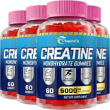 Powerific Creatine Monohydrate Gummies for Men & Women, Creatine Pre-Workout Gummies, Taurine&B6, Increase Strength, Energy & Endurance Chewable Creatine Gummy Supplements, 5g Per Serving (4 Packs)