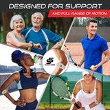 Sleeve Stars Tennis Elbow Brace for Men & Women, Tendonitis Elbow Brace & Strap Golfers Elbow Brace Counterforce Band for Tendon Pain Relief & Support for Forearm w/ 3 Straps Fits 9-23" (Pair/Beige)