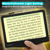 MAGNIPROS 5X Large LED Page Magnifier for Reading Magnifying Reader with 3 Color Lighting Modes & Anti-Glare Lens to Reduce Eye Strain-Perfect for Fine Print, Aging Eyes, Low Vision and Seniors