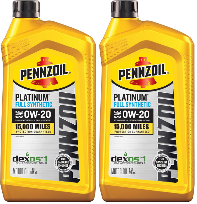 Pennzoil Platinum Full Synthetic 0W-20 Motor Oil (1-Quart, Single) (Pack of 2)