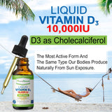 Power By Naturals Vitamin D3 Liquid Drops 10000 IU - High-Potency Vitamin D3 for Adult Bone Strength & Immune Support - Gluten-Free, Non-GMO, Sugar-Free Vitamin - Orange Flavor, 1 fl Oz (30 Servings)