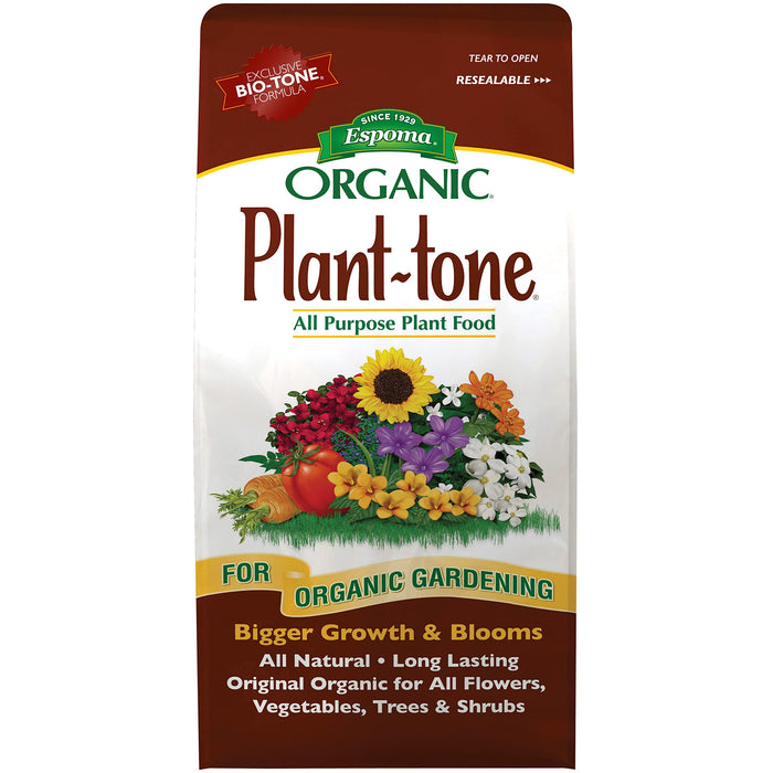 Espoma Organic Plant-Tone 5-3-3 Natural & Organic All Purpose Plant Food; 4 lb. Bag; The Original Organic Fertilizer for All Flowers, Vegetables, Trees, and Shrubs.