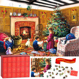 Christmas Advent Calendar Jigsaw Puzzles Adults Kids-1008 Pieces Puzzle 24 Days Christmas Countdown Calendar-Holiday Family Game Gifts Christmas Home Decoration