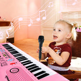 Keyboard Piano 61 Key Electric Digital Piano Music keyboard w/Microphone Portable Piano For Kids Beginner Birthday Christmas Gifts Pink