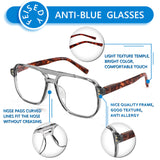 FEISEDY Retro Aviator Reading Glasses Women Men Blue Light Blocking Reader Plastic Lightweight Frame B0071(Grey,3.0x)