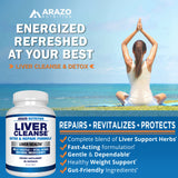 Arazo Nutrition Liver Cleanse Detox & Repair Formula – Milk Thistle Herbal Support Supplement: Silymarin, Beet, Artichoke, Dandelion, Chicory Root