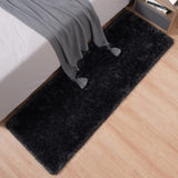 Fosirug Rugs for Bedroom 2x6 Feet Runner Rug for Living Room Ultra Soft Shaggy Carpet for Christmas Home Decor High Pile Fluffy Mat Faux Fur Rug for Bedside Nursery Kids Room College Drom, Black