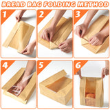 50 Pcs Bread Bags for Homemade Bread, Sourdough Paper Bread Bags with Window, 50% Thicker 13.7x8.2x3.7in A Large Bakery Bags Used for Storage Bread Cookies & Snacks, 60 Cute Sealing Stickers with Ties