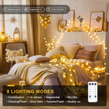 JMEXSUSS 100 LED Connectable Globe String Lights Indoor Bedroom, 33ft Warm White String Lights with Remote Plug in, 8Mode Christmas Lights Outdoor Waterproof for Classroom Patio Party Wedding Decor