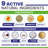 PAWSENTIAL Allergy Relief Dog Chews - Itchy Skin Relief w/Probiotics + Omega 3 + Colostrum - Seasonal Allergies - Anti-Itch Treats - Skin&Coat + Immune Supplement - Made in USA - Chicken Flavor -120Ct