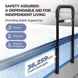 nimood C1 Bed Rails for Elderly Adults Safety - Adjustable Heights Bed Cane with Non-Slip Ergonomic Handle, Stable Bed Assist Rails with Motion Light for Seniors Bedside Fall, Fits King Queen Twin Bed