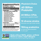 Physician's CHOICE Probiotics 60 Billion CFU - 10 Strains + Organic Prebiotics - Immune, Digestive & Gut Health - Supports Occasional Constipation, Diarrhea, Gas & Bloating - for Women & Men - 84ct