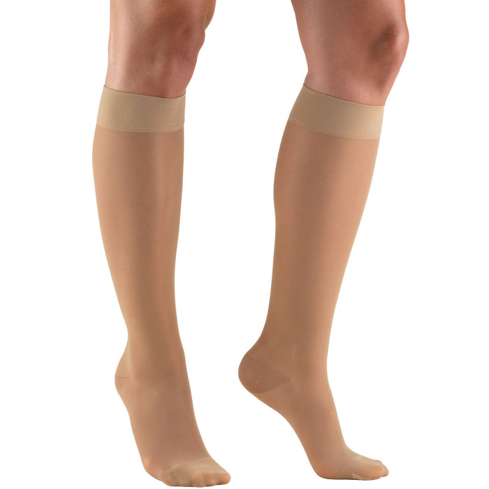 Truform Sheer Compression Stockings, 15-20 mmHg, Women's Knee High Length, 20 Denier, Light Beige, X-Large