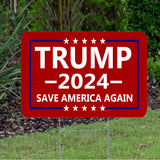 Trump 2024 Save America Again Red Yard Sign With H Stake Double Sided For President Donald Trump Republican Conservative