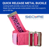 Secure Gait Belt for Seniors 60”, Pink Leopard - Quick Release Metal Buckle - Transfer Walking Gate Lift Assist Elderly PT Physical Therapy