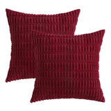 MIULEE Pack of 2 Burgundy Corduroy Decorative Throw Pillow Covers 16x16 Inch Soft Boho Striped Pillow Covers Modern Farmhouse Christmas Home Decor for Sofa Living Room Couch Bed