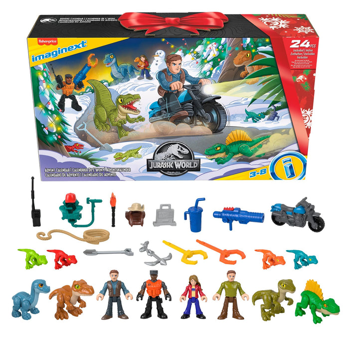 Imaginext Jurassic World Advent Calendar, Christmas Gift of 25 Dinosaur Toys & Figures for Preschool Kids Ages 3+ Years