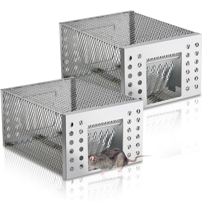 Kittmip 2 Pcs Rat Trap Humane Live Chipmunk Cage Traps for Mouse Traps Work for Indoor and Outdoor Small Rodent Animal Mice Vole Chipmunk Hamsters Live Cage, Catch and Release