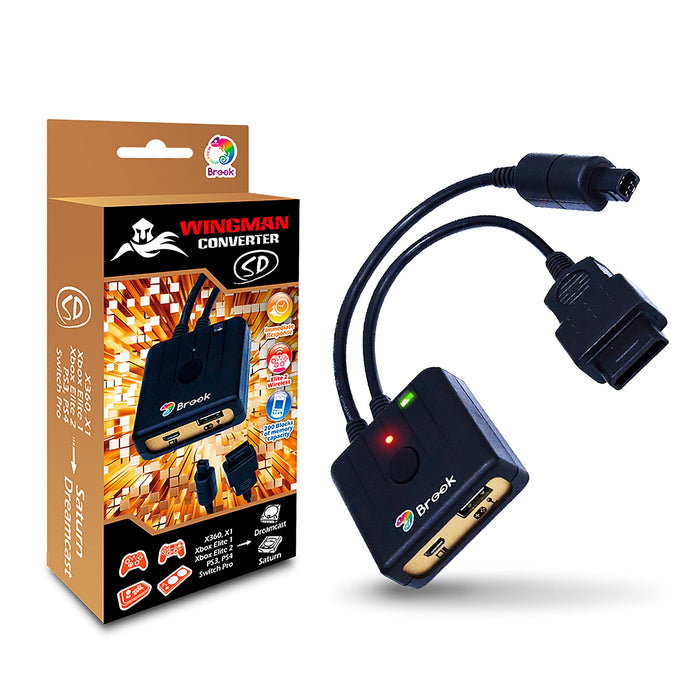 Brook Wingman SD Converter - Support XB Series X/S/One/360, PS5/PS4/PS3, Xb Elite 1/2, Switch Pro Controllers on Dreamcast, Saturn Console and PC(X-Input), Retro Controller Adapter, Turbo and Remap