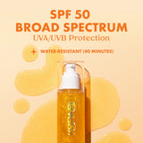 Kopari Sun Shield Body Glow | SPF 50 UV Protection Sheer Sunscreen Gold Shimmer Mica | Sweat and Water Resistant | Antioxidant Vitamin E Vegan Cruelty Free | Macadamia Hibiscus Avocado Coconut Oils