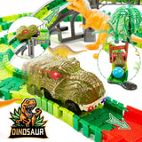 BEMITON Dinosaur Toys Race Car Track, Create a Dinosaur World Road Race, Flexible Dinosaur Track toys set, Christmas Birthday gifts for 3 4 5 6 7 Years Old Boys Girls Kids