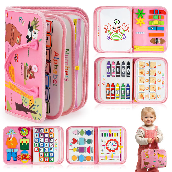 HumorPlay Busy Board Montessori Toys for Toddler Girl Gifts, Sensory Educational Busy Book for Toddlers, Christmas Birthday Gift for Toddler Girl Toys