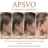 Apsvo Chunky Small Gold Hoop Earrings for Women, Dupes Earrings Lightweight Teardrop Tear Drop Hoop Earrings Fashion Trendy Jewelry Christmas Gifts