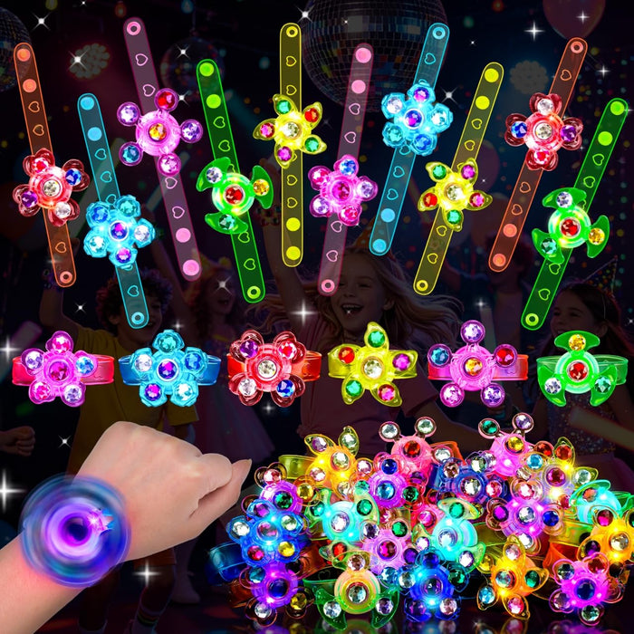 24PCS Light Up Fidget Spinner Bracelets Glow Party Favors for Kids 4-8 8-12