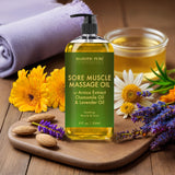 MAJESTIC PURE Arnica Sore Muscle Massage Oil for Massage Therapy - Natural Oil with Lavender and Chamomile Essential Oils - Multipurpose Instant Absorption Full Body Massage Oil - 8 fl. oz.