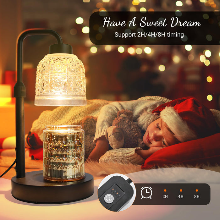 AIFEI Candle Warmer Lamp with Timer, Dimmable Candle Warmer Lamp, Adjustable Height Candle Lamp, Electric Candle Lamp Warmer with 2 Bulbs, Present for Mom Mother's Day Christmas Home Decor - Black