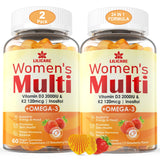 Sugar-Free Multivitamin for Women Gummies-Women's Multi Vitamins & Minerals with D3 + K2, Omega 3, Alage Calcium, Daily Multivitamins A, C, E, B12, Inositol for Energy, Mood, Bone, Hormore, 120 Cts