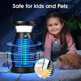 Solar Bug Zapper Outdoor, 4200V Effective Mosquito Zapper, Rechargeable Cordless Bug Zapper Outdoor with 4000mAh Battery, Portable Electric Fly Zapper for Patio, Porch, Garden, Kitchen