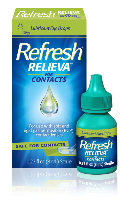 Refresh RELIEVA FOR CONTACTS Lubricant Eye Drops For Use with Contact Lenses, 0.27 fl oz (8 mL)