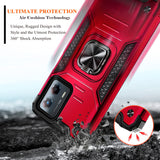 WDHD Compatible with Motorola Moto G 5G (2023) Case with Tempered Glass Screen Protector (Maximum Coverage), Full-Body Protective, Magnetic Car Mount Ring Holder, Heavy-Duty Case (Red)