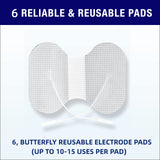 Syrtenty TENS Unit Replacement Pads - Pack of 6 Butterfly Shaped Electrode Squares for Muscle Stimulation & Therapy