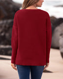 BTFBM Trendy Women Sweater Fall Long Sleeve Crew Neck Knit Sweater Y2k Sweater Christmas Sweater Pullover Tops(Solid Dark Red,Medium)