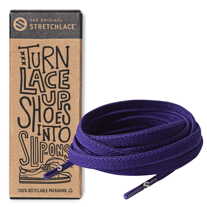 THE ORIGINAL STRETCHLACE - Flat Elastic Shoelaces, Stretch Shoe Laces for Adult Sneakers, Stylish Shoe Laces for Elderly, Kids, and People with Special Needs, Purple, 40in