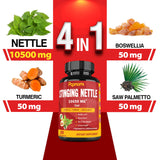 10650Mg Stinging Nettle Extract Capsules - 4in1 Combined with Boswellia, Turmeric & Saw Palmetto - 150 Counts for 5 Months - Supports Joint, Body Management, Skin, Hair & Immunity