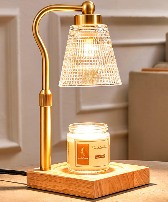 Height Adjustable Candle Warmer Lamp with Timer, 3 Dimmable Wax Melt Warmer, Birthday Gifts for Women Mom, House Warming Gifts New Home Decor, Candle Warmer for Jar Candles with 2 Bulbs, Gold-Clear