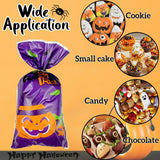 VOVEA Halloween Treat Bags, 100PCS Halloween Goodie Bags Candy Bags with Twist Ties, Trick or Treat Bags, Cute Halloween Cookies Gift Bags for Halloween Party Supplies Favors