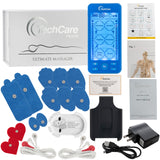 Tens Unit Plus 24 Rechargeable Electronic Pulse Massager Machine Multi Mode Device with All Accessories (Blue)