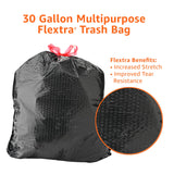 Amazon Basics Flextra Multipurpose Drawstring Trash Bags, 20% Post Consumer Recycled Content, 30 Gallon, 50 Count, Pack of 1