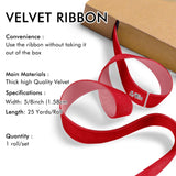 Red Velvet Ribbon 5/8'' 25 Yards for Christmas Tree, Gift Wrapping, Flower Bouquet, Wreath Decorations, Bow Making