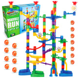 Marble Genius Marble Run - 150 Complete Pieces Maze Track Christmas Toys for Adults, Teens, Toddlers & Kids Aged 4-8 Years Old, (85 Translucent Marbulous Pieces + 65 Glass-Marble Set), Super Set