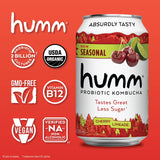 Humm Kombucha Cherry Limeade - Organic, Vegan & GMO-Free (12 Pack)