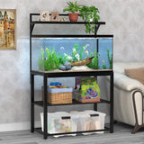 GDLF 40-50 Gallon Fish Tank Stand with Plant Shelf Metal Aquarium Stand with Storage Shelf 36.6" x 18.5" Tabletop Fits Turtle Tank, Reptile Tank or Bearded Dragon Tank